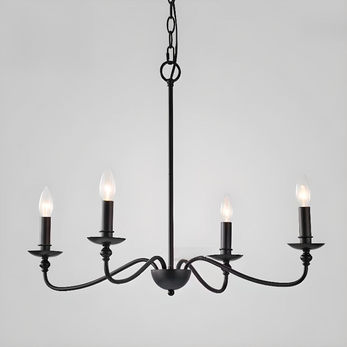 Vintage  6-Light Candelabra Metal Chain Chandelier Image - 13