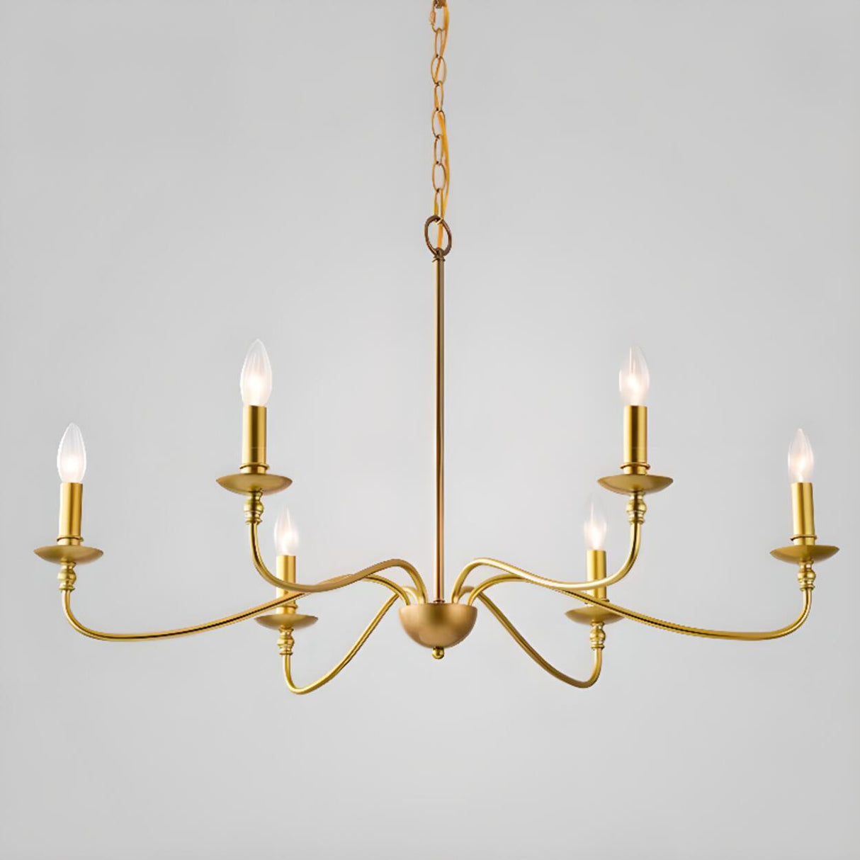 Vintage  6-Light Candelabra Metal Chain Chandelier Image - 14