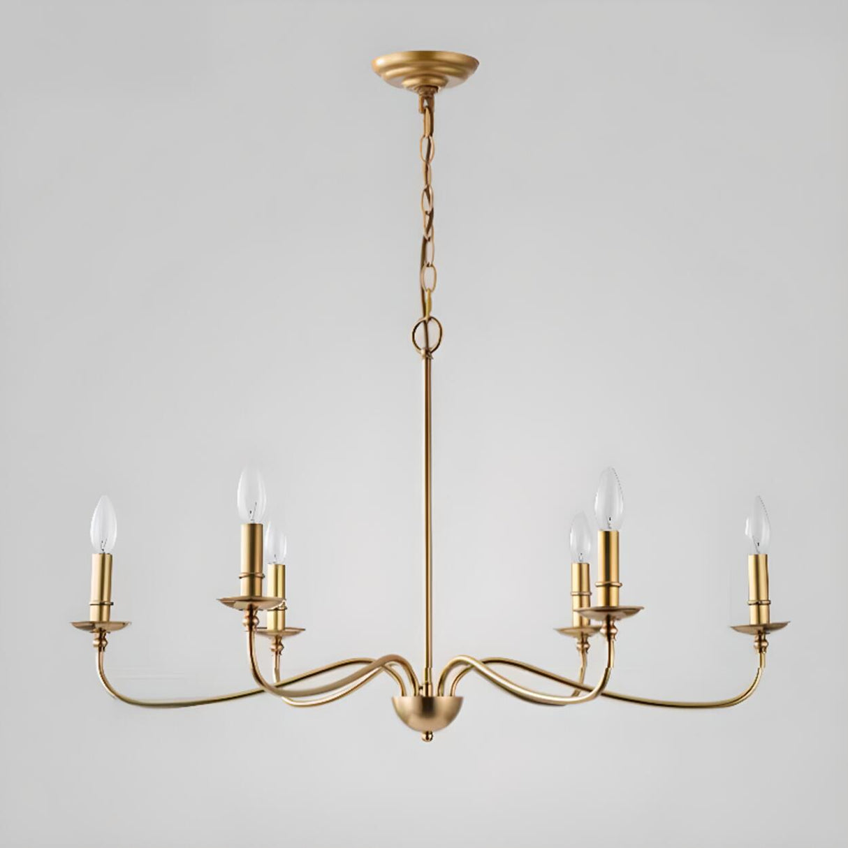 Vintage  6-Light Candelabra Metal Chain Chandelier Image - 16