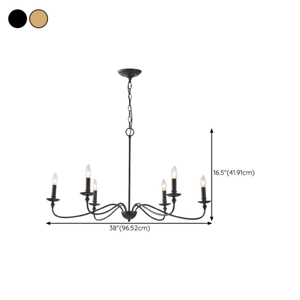 Vintage  6-Light Candelabra Metal Chain Chandelier Image - 22