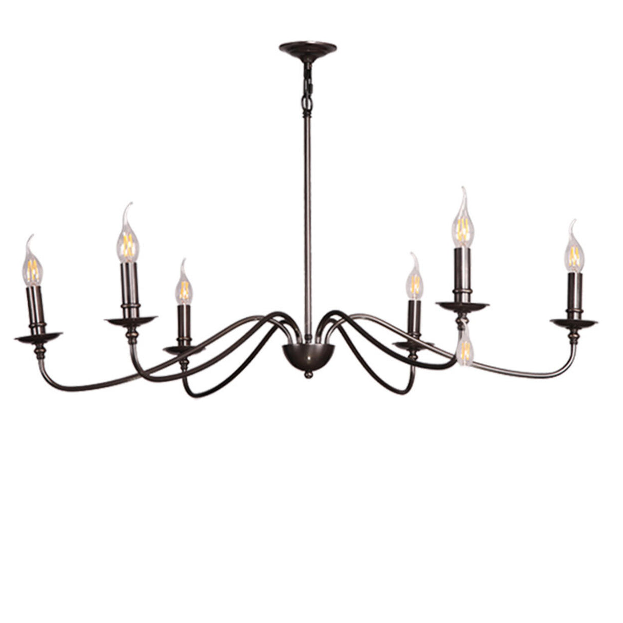 Vintage  6-Light Candelabra Metal Chain Chandelier Image - 5