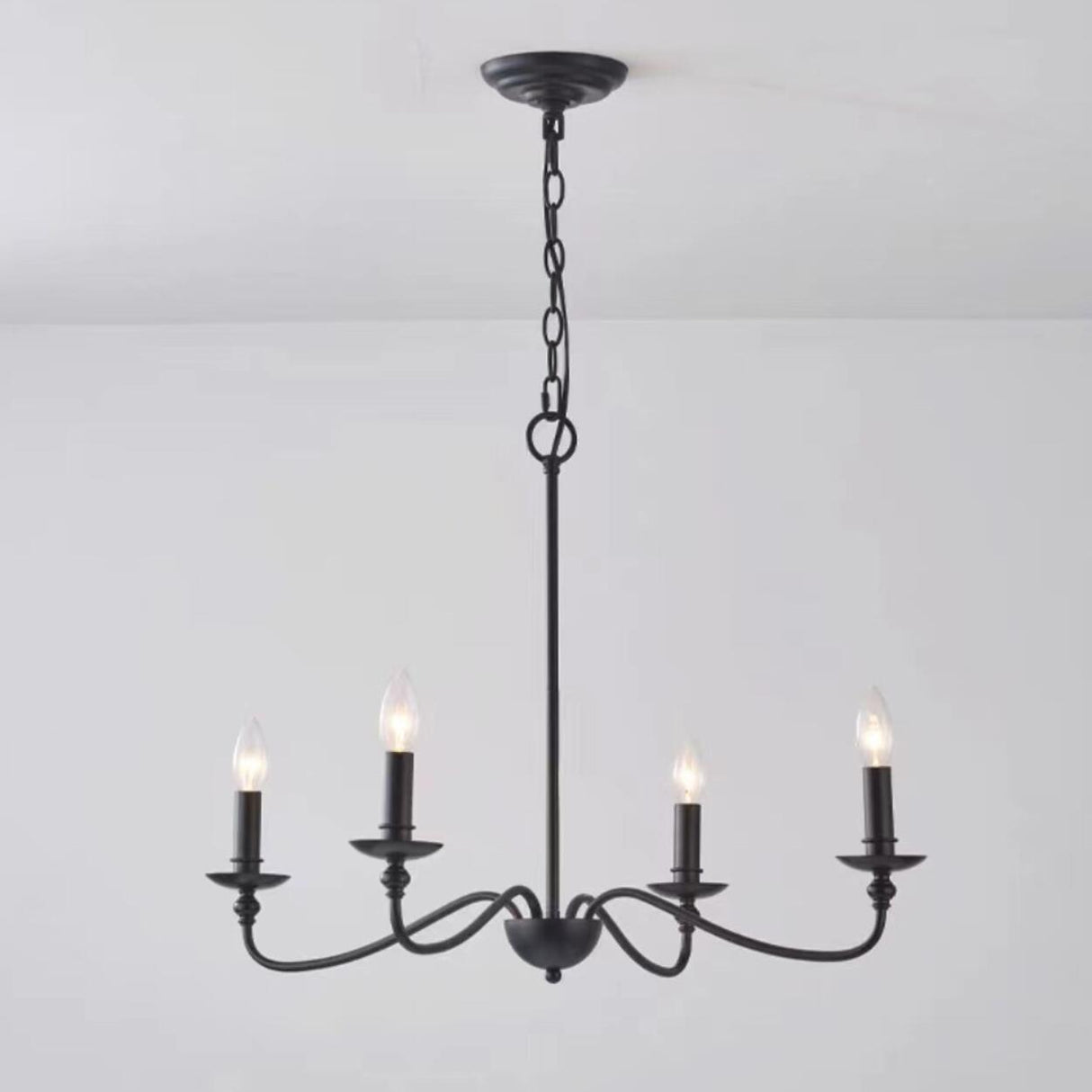 Vintage  6-Light Candelabra Metal Chain Chandelier Image - 6