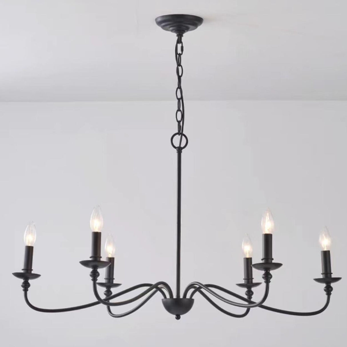 Vintage  6-Light Candelabra Metal Chain Chandelier Image - 7