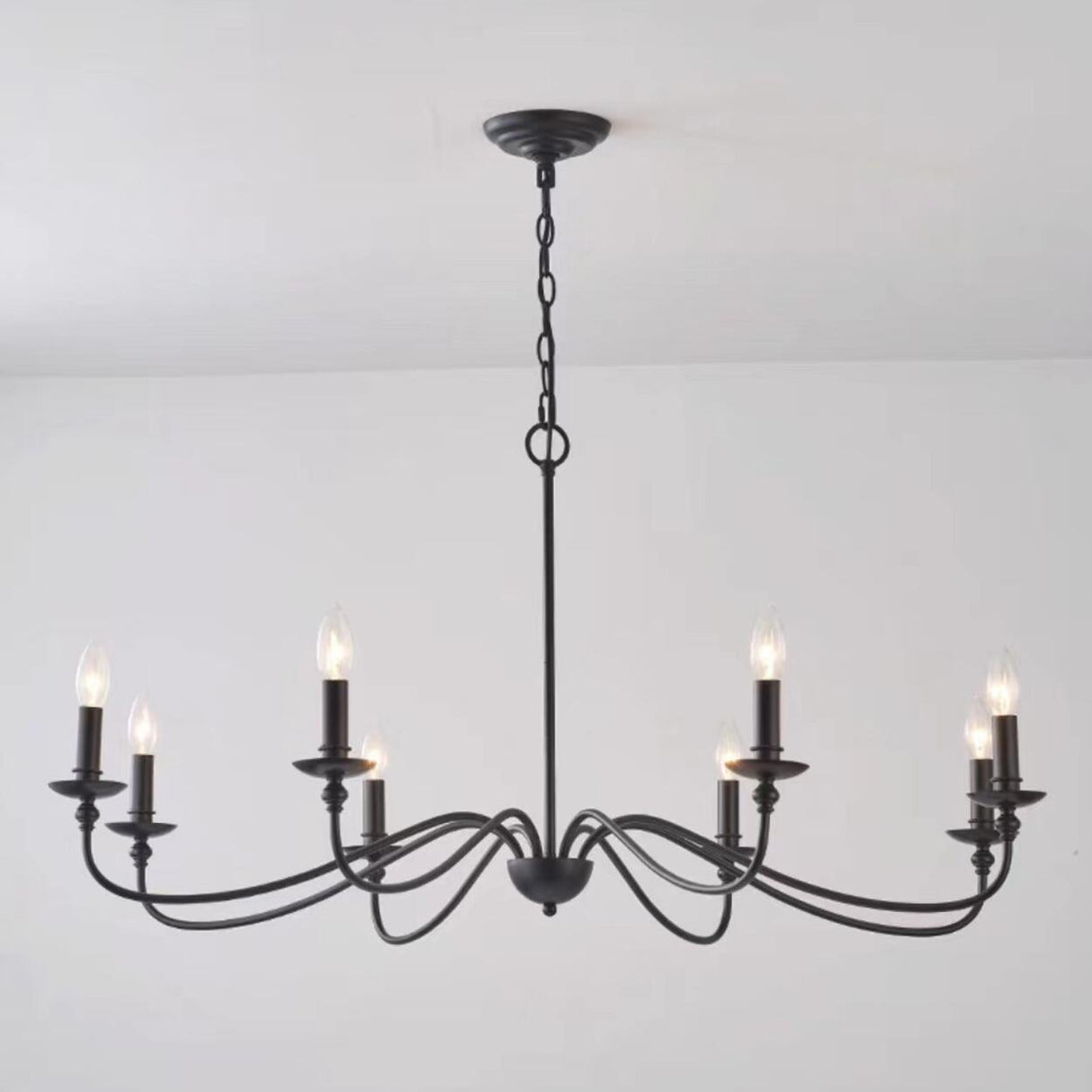 Vintage  6-Light Candelabra Metal Chain Chandelier Image - 8