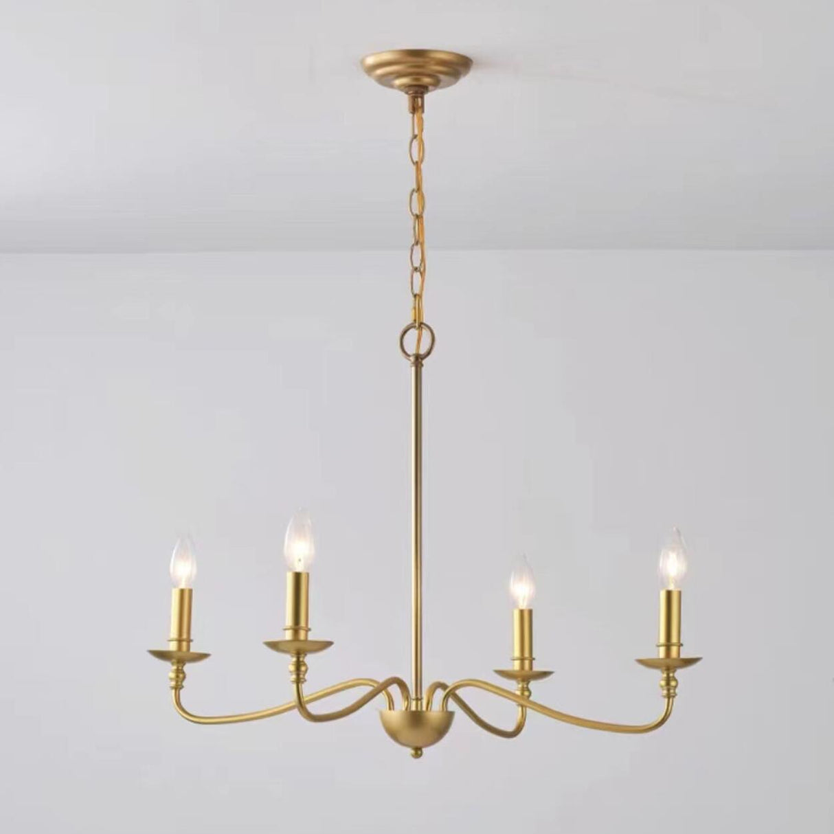 Vintage  6-Light Candelabra Metal Chain Chandelier Image - 9