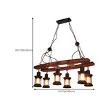 Vintage 6-Light Lantern and Rectangular Island Light Image - 19