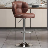 Vintage Adjustable Swivel Leather Padded Backrest Bar Stool Image - 10