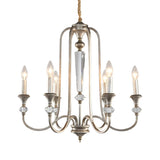 Vintage Aged Silver Candlestick Crystal Chandelier Image - 3