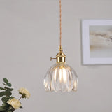 Vintage Amber Clear Glass Rope Flower Pendant Light Image - 2