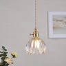 Vintage Amber Clear Glass Rope Flower Pendant Light Image - 2