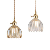 Vintage Amber Clear Glass Rope Flower Pendant Light Image - 8