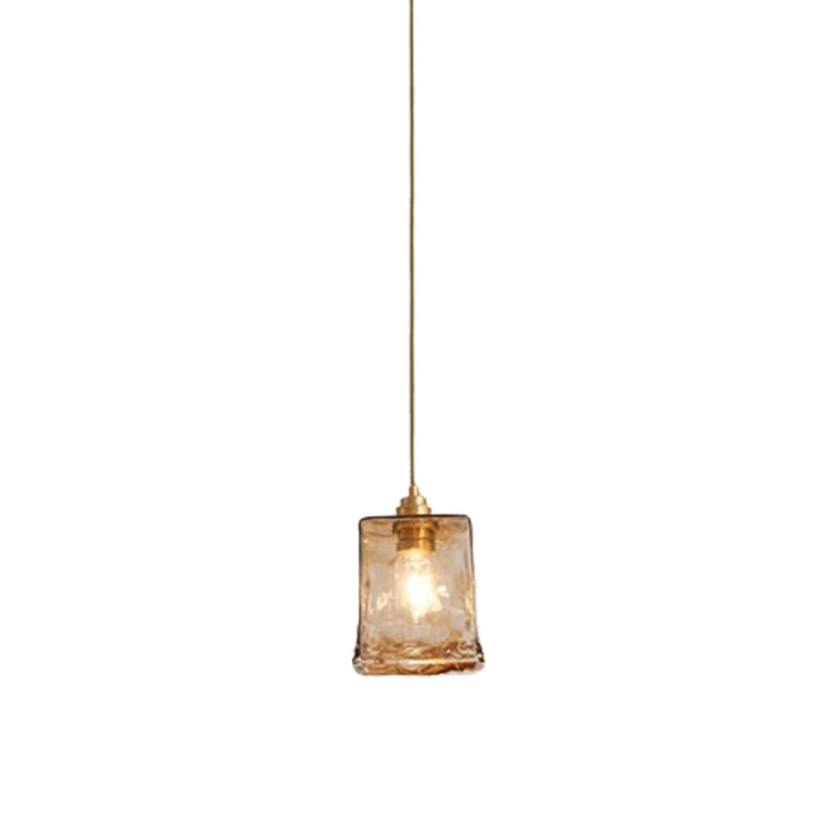 Vintage Amber Glass Pendant Light Adjustable Height Image - 10