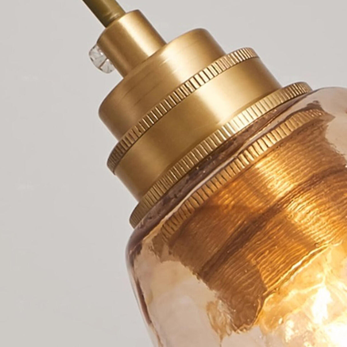 Vintage Amber Glass Pendant Light Adjustable Height Image - 12