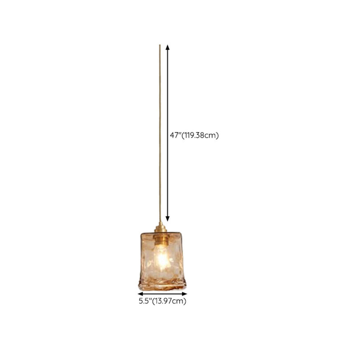 Vintage Amber Glass Pendant Light Adjustable Height Image - 14