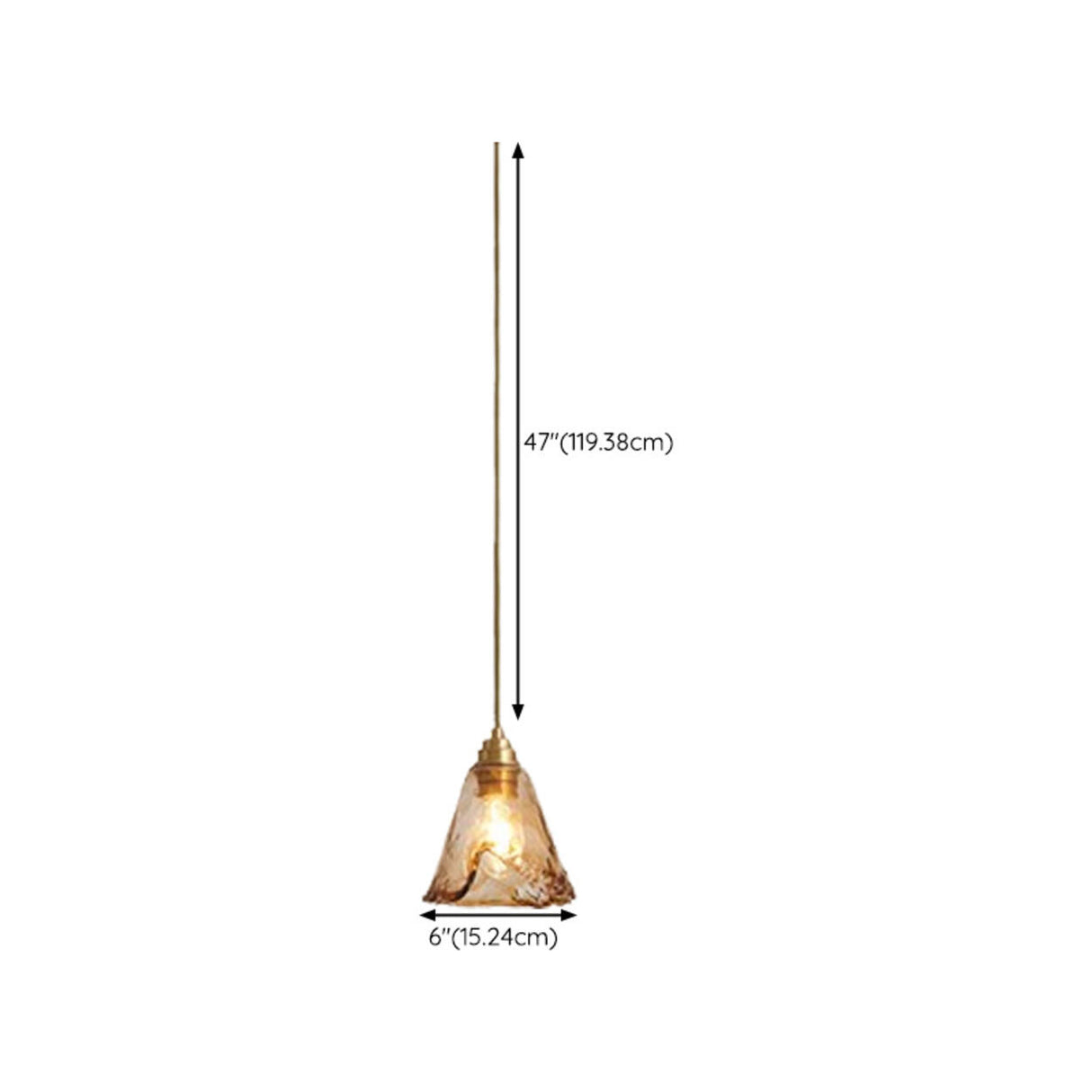 Vintage Amber Glass Pendant Light Adjustable Height Image - 15