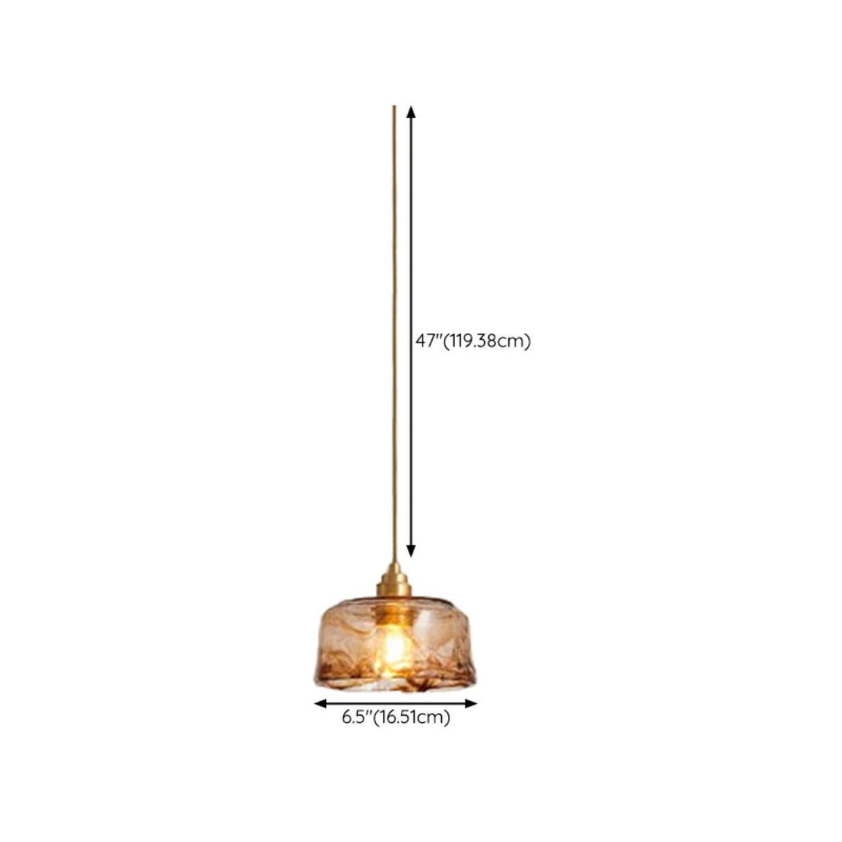 Vintage Amber Glass Pendant Light Adjustable Height Image - 16