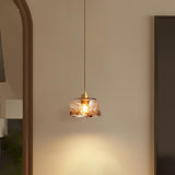 Vintage Amber Glass Pendant Light Adjustable Height Image - 7