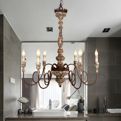 Vintage Antique Rust Distressed Candle Chandelier Image - 1