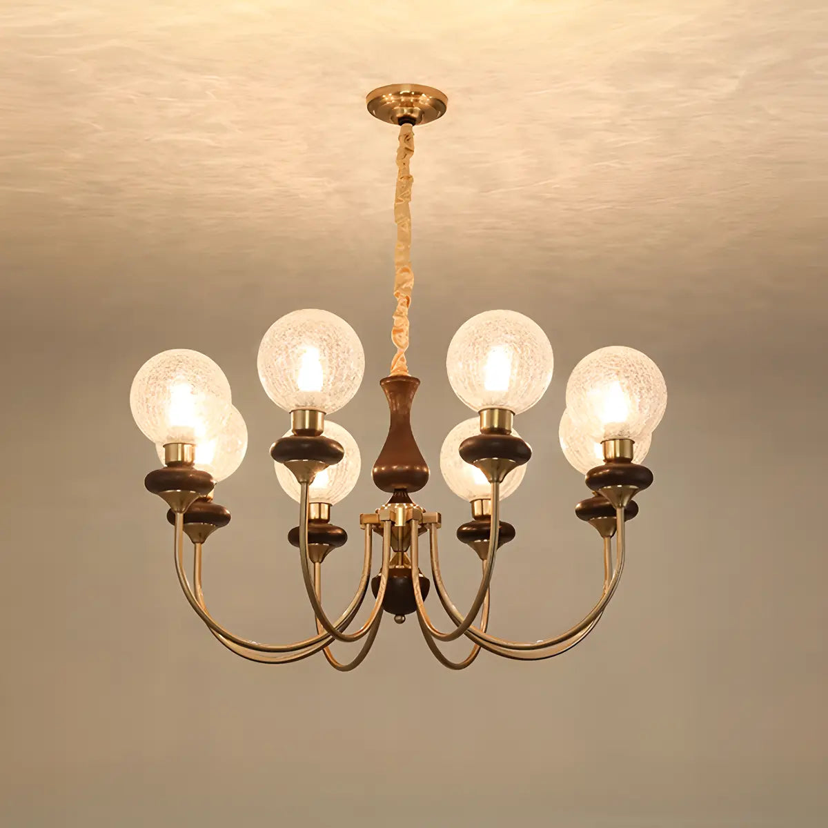 Vintage Arm Ball Metal Living Room Gold 6-Light Chandelier Image - 10