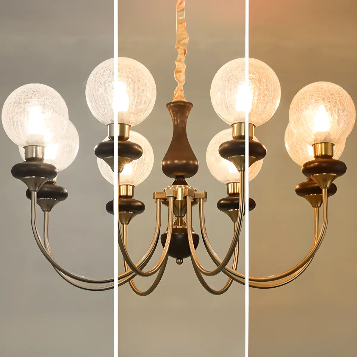 Vintage Arm Ball Metal Living Room Gold 6-Light Chandelier Image - 11