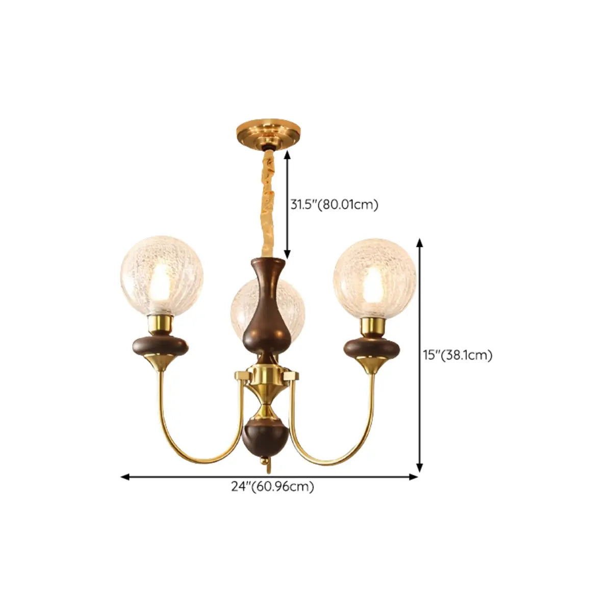Vintage Arm Ball Metal Living Room Gold 6-Light Chandelier 