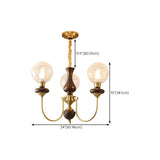 Vintage Arm Ball Metal Living Room Gold 6-Light Chandelier #size