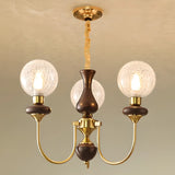 Vintage Arm Ball Metal Living Room Gold 6-Light Chandelier Image - 2