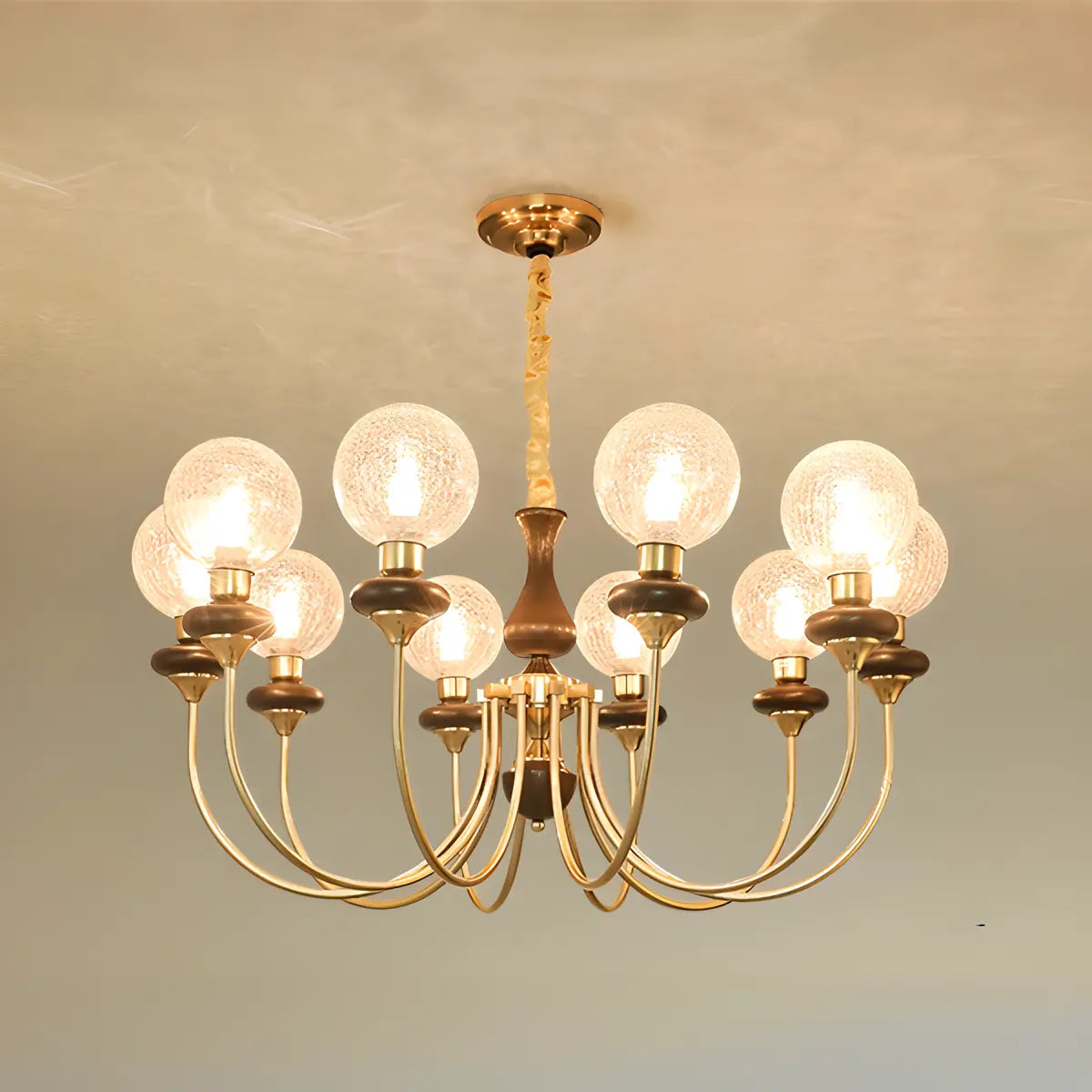 Vintage Arm Ball Metal Living Room Gold 6-Light Chandelier Image - 3