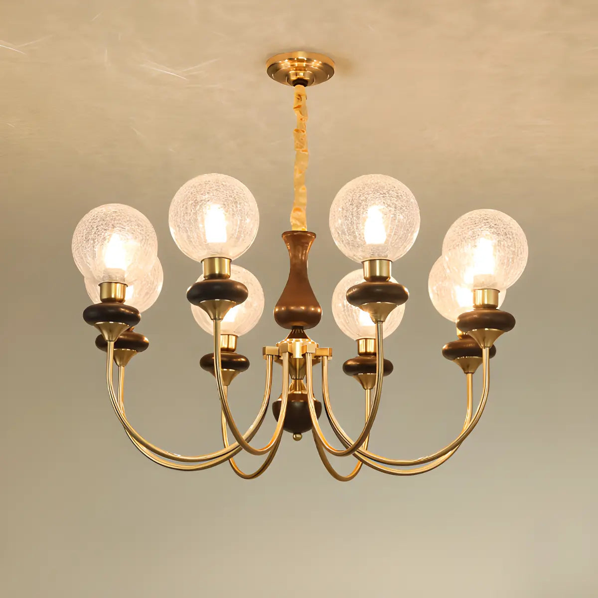Vintage Arm Ball Metal Living Room Gold 6-Light Chandelier Image - 7