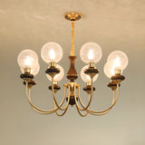 Vintage Arm Ball Metal Living Room Gold 6-Light Chandelier Image - 7