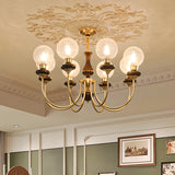 Vintage Arm Ball Metal Living Room Gold 6-Light Chandelier Image - 8