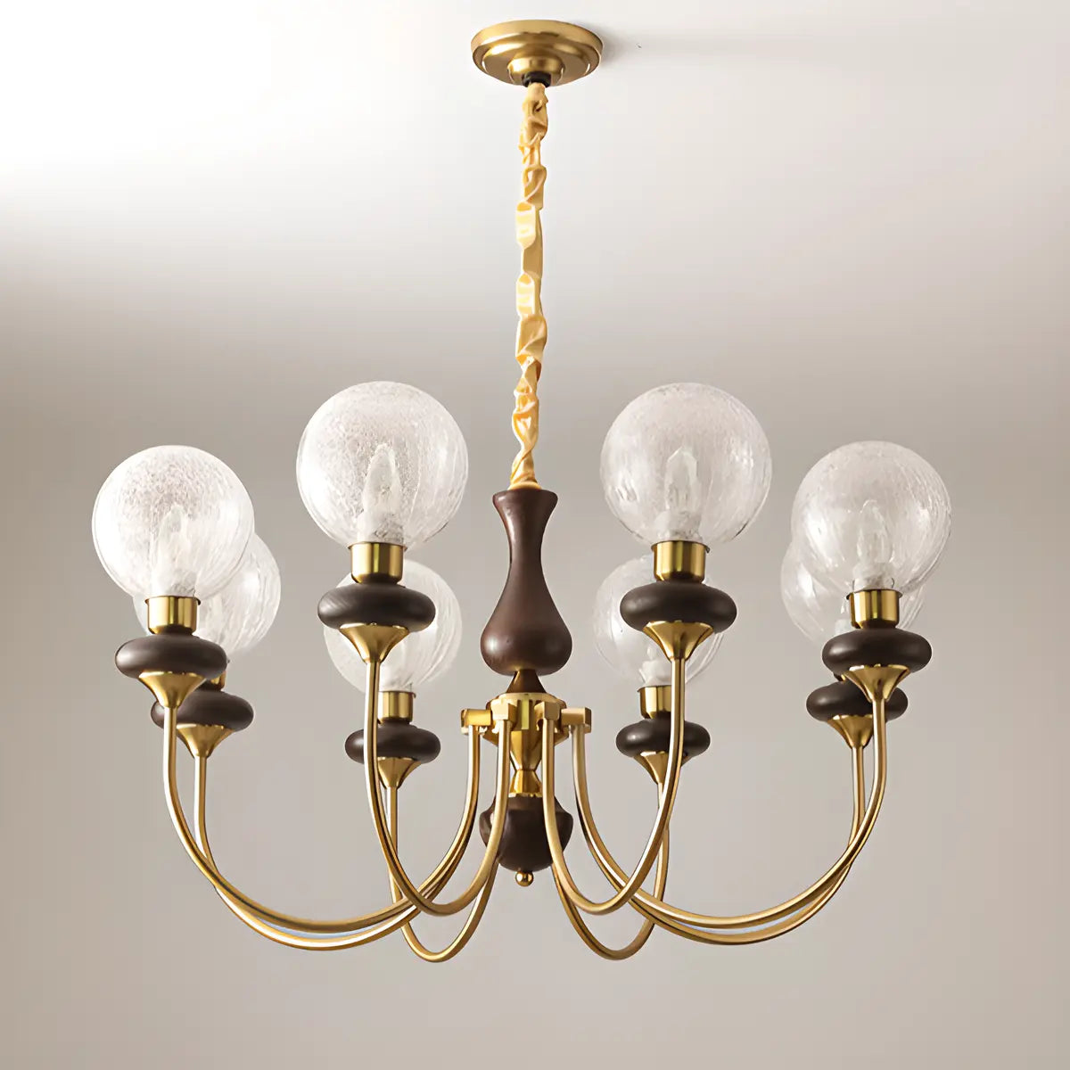 Vintage Arm Ball Metal Living Room Gold 6-Light Chandelier Image - 9