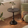 Vintage Artistic Patterns Black Round Wood Side Table Image - 18