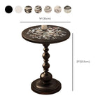 Vintage Artistic Patterns Black Round Wood Side Table #size