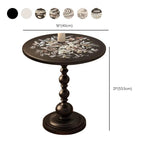 Vintage Artistic Patterns Black Round Wood Side Table Image - 22