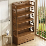 Vintage Bamboo Closed Back Brown Barrister Bookcase Image - 1
