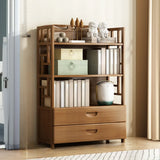 Vintage Bamboo Closed Back Brown Barrister Bookcase Image - 11