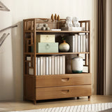 Vintage Bamboo Closed Back Brown Barrister Bookcase Image - 12