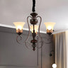 Vintage Bedroom Black Frosted Glass Round Chandelier Image - 6