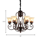 Vintage Bedroom Black Frosted Glass Round Chandelier Image - 9