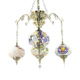 Vintage Bedroom Mosaic Glass Oval Pendant Chandelier Image - 3
