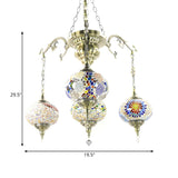 Vintage Bedroom Mosaic Glass Oval Pendant Chandelier Image - 5