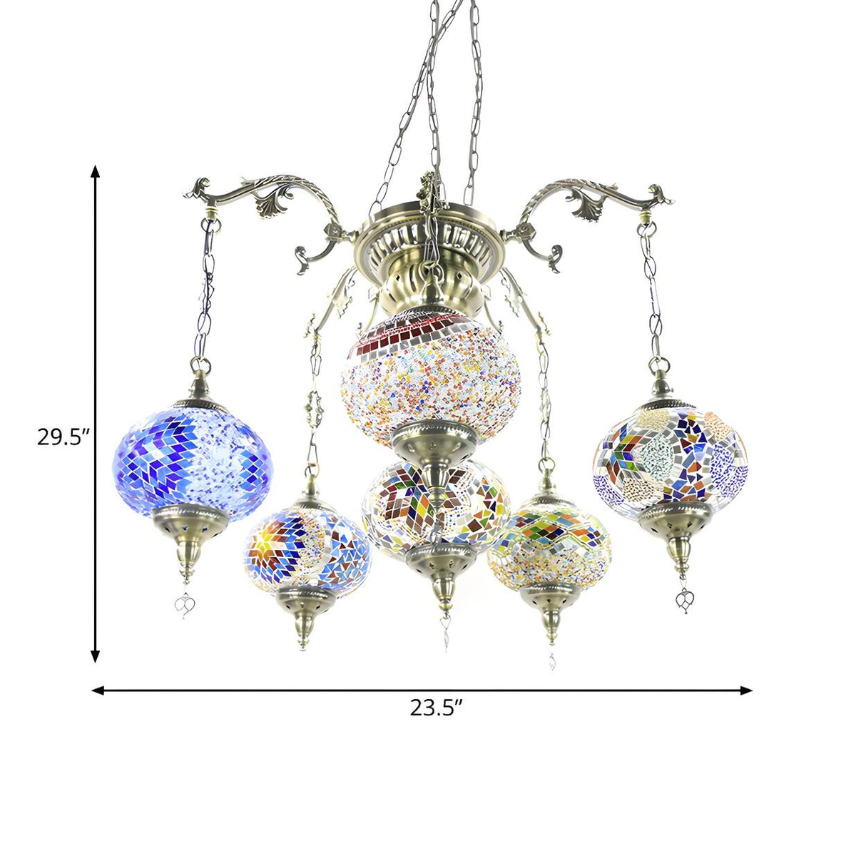 Vintage Bedroom Mosaic Glass Oval Pendant Chandelier Image - 8
