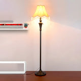 Vintage Beige Cone Shade Metal Frame LED Floor Lamp Image - 1