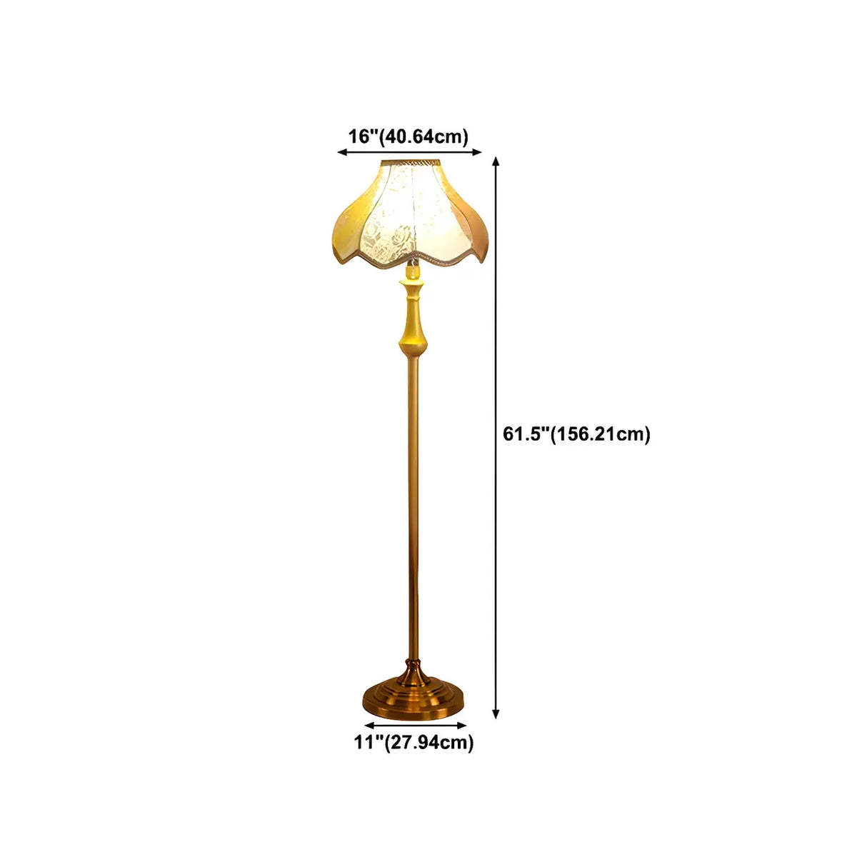 Vintage Beige Cone Shade Metal Frame LED Floor Lamp Image - 16