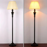 Vintage Beige Cone Shade Metal Frame LED Floor Lamp Image - 7
