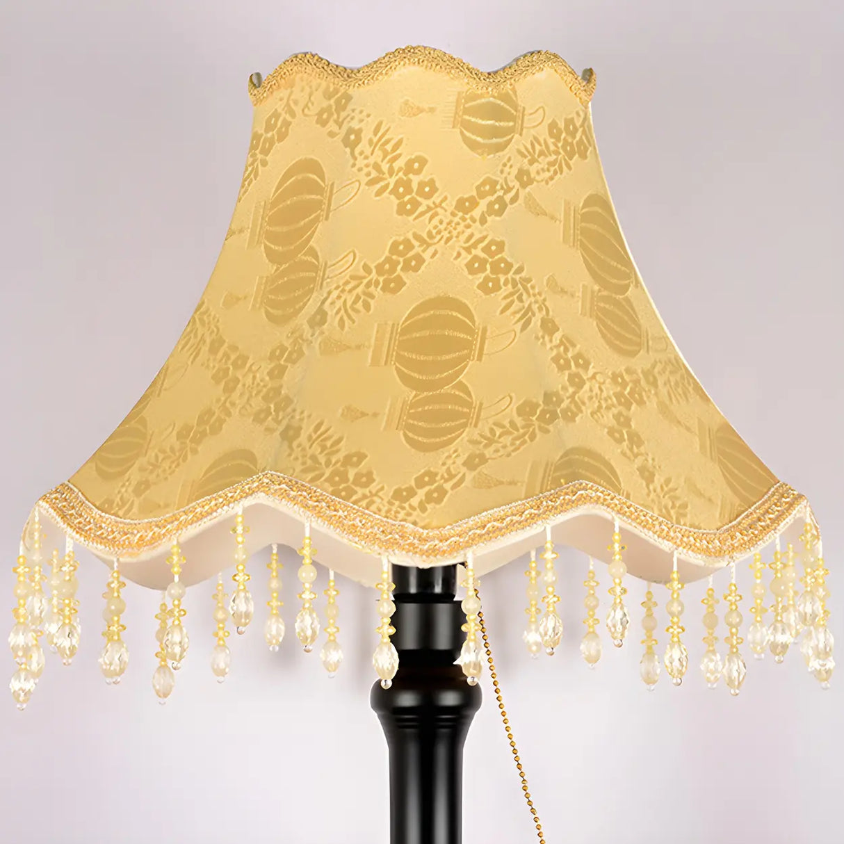 Vintage Beige Cone Shade Metal Frame LED Floor Lamp Image - 9