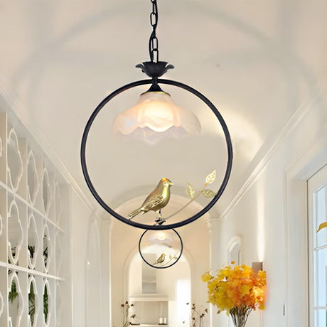 Vintage Birdcage Classic Floral Round Metal Pendant Light Image - 1