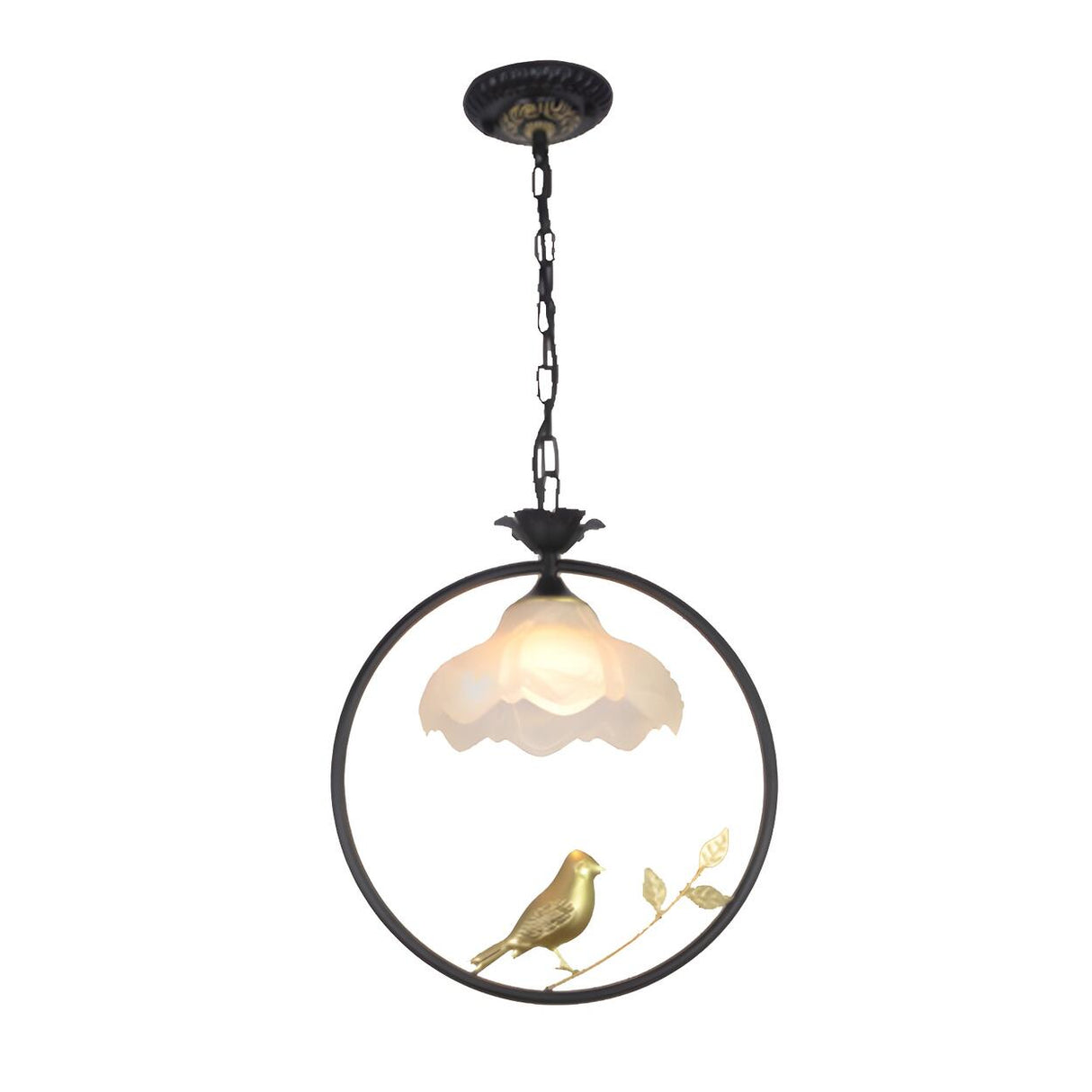 Vintage Birdcage Classic Floral Round Metal Pendant Light Image - 2