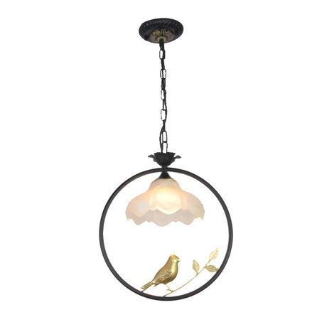 Vintage Birdcage Classic Floral Round Metal Pendant Light Image - 2